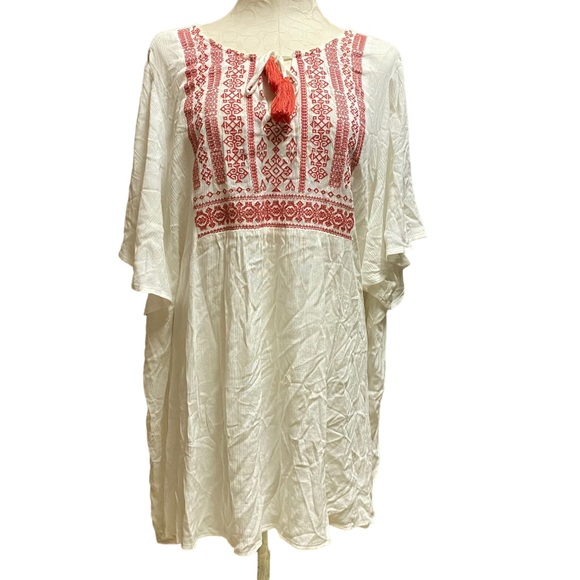 Torrid Flutter Sleeve Top Embroidered Tassel Ties Size 4 - Picture 2 of 9